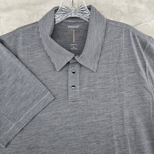 Proof 72-Hour Merino Polo Men XL Gray Striped Short Sleeve Classic Fit